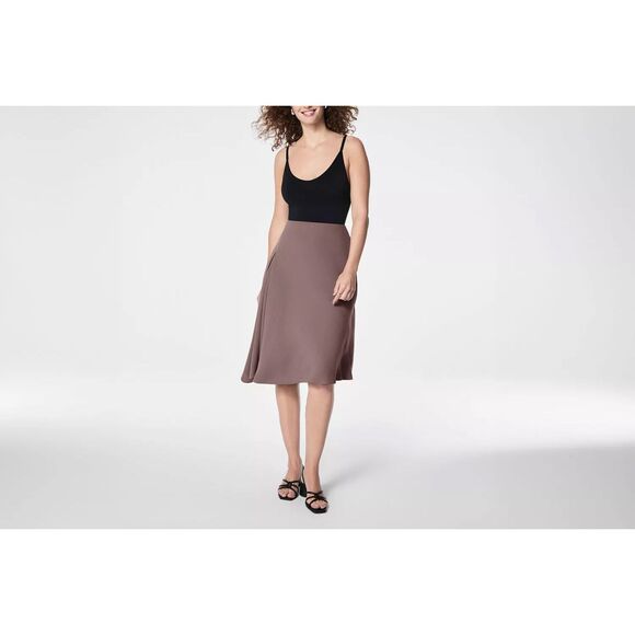 Spanx Carefree Crepe Asymmetrical Skirt smoke size XS NEW - Picture 3 of 7